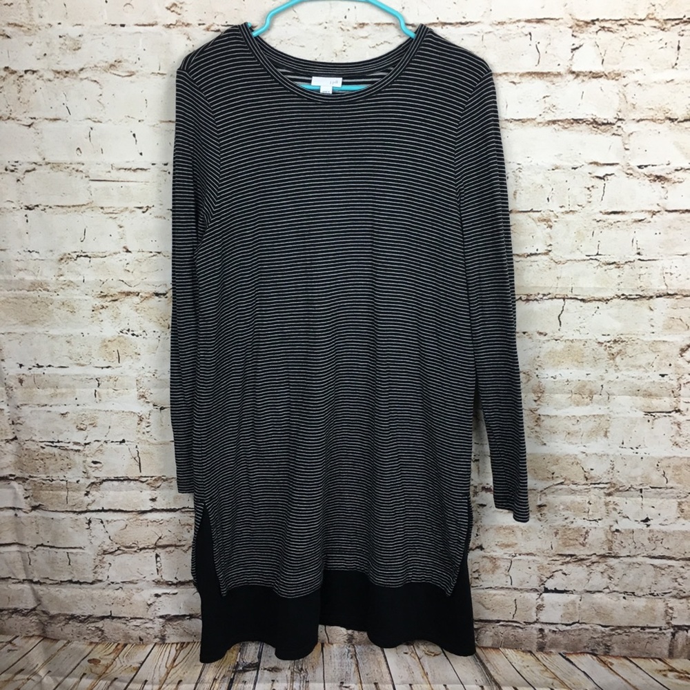 ❌SOLD❌J Jill Striped Dress Ruffle Hem Cotton Soft